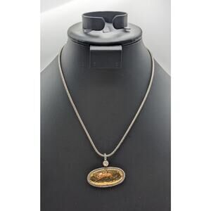 Premier Designs Trendsetter Hammered Oval Gold & Silver Tone 16"-18" Necklace